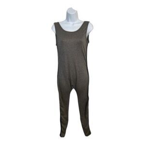 Women Grey With Black Stripes Jumpsuit Size M Sleeveless Stretch Summer Rue 21